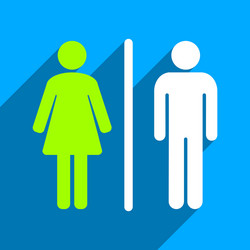 wc people flat square icon with long shadow vector image