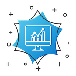 white line computer monitor with graph chart icon vector image