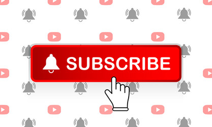 Red subscribe button with mouse pointer vector