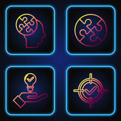 set line target and check mark light bulb in hand vector image