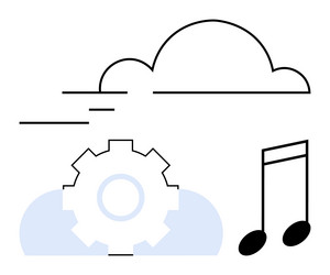 cloud computing integration with music vector image