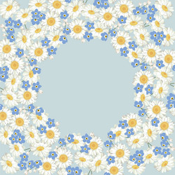 Chamomile & Forget-Me-Not Floral Pattern Vector Image