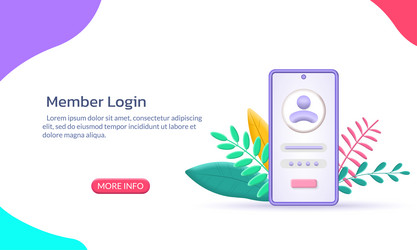 Login banner with 3d phone icon vector