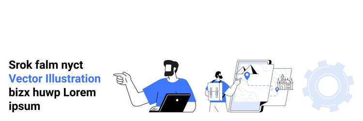 man managing data on laptop with infographic vector image