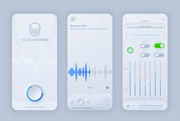 Neomorphoism interface music player ui app vector