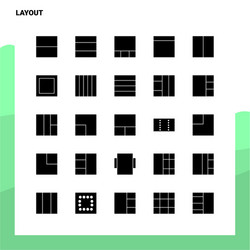 25 layout icon set solid glyph template vector image