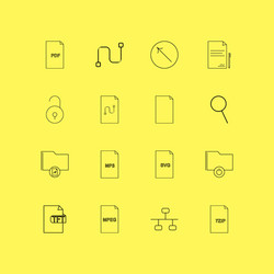 files and folders linear icon set simple outline vector image