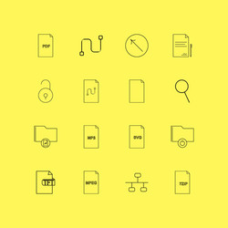 files and folders linear icon set simple outline vector