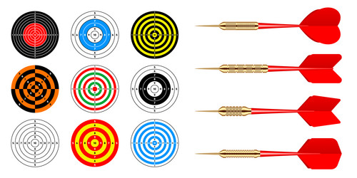 paper targets with dart arrows shooting range vector image