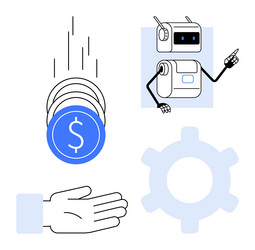 robot automating financial processes through coin vector image