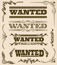 Western ad wanted dead or alive Royalty Free Vector Image