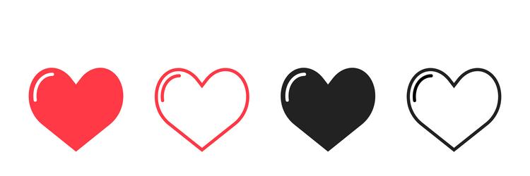 flat design heart icon set vector