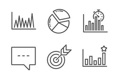 line graph target and report timer icons set vector image