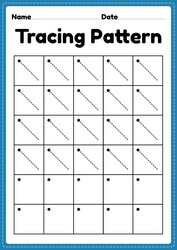 tracing pattern left slanting lines worksheet vector image