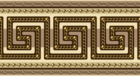 Ancient greek borders with gold chains beads Vector Image