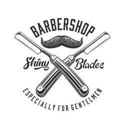 Barber Straight Razor & Mustache Icon Vector Image