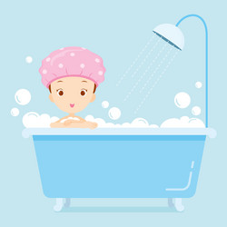 Girl bathing in bathtub vector
