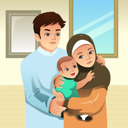 Muslim family at home vector