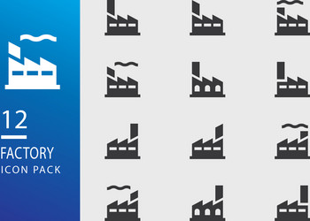 set factory icon black silhouette vector