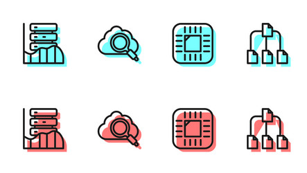 set line processor with cpu server data web vector image