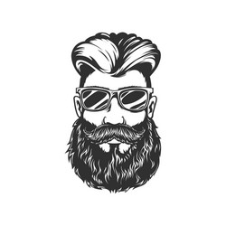 bearded hipster in glasses stylish man haircut vector