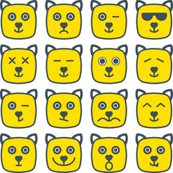 cat emotional emoji square yellow faces icon vector