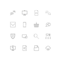 Network and database linear thin icons set vector