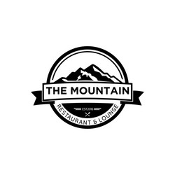 Vintage Mountain Logo - Black & White Vector Image