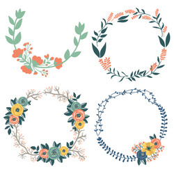 Colorful Floral Wreath Set Vector Image