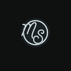 initials ms logo monogram with simple circle line vector image
