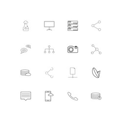 Network and database linear thin icons set vector