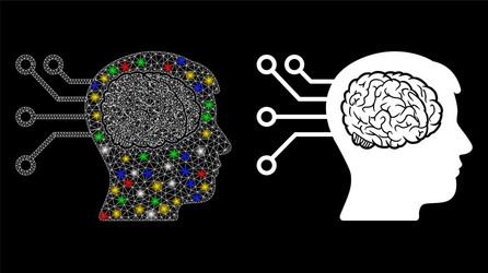 Flare mesh 2d brain computer connection icon vector