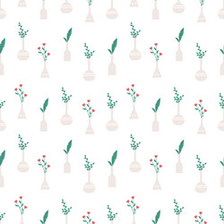 Flowers in vases seamless pattern floral elements vector