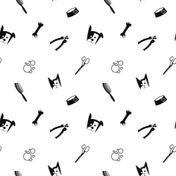 seamless pattern set of groomer tools silhouette vector