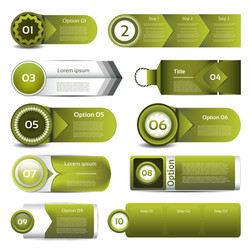 Set of green progress version step icons eps 10 vector