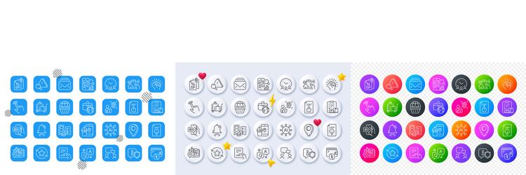 shield meeting time and gps line icons for web vector image