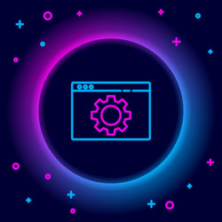 glowing neon line browser setting icon isolated vector image
