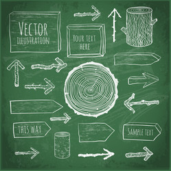 set of rustic wooden backgrounds and objects vector image