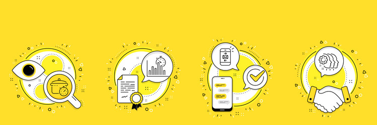 mail report timer and boiling pan icons set vector image