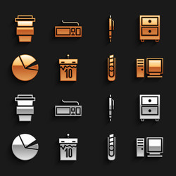 set calendar drawer with documents computer vector image