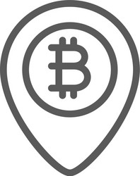 location mark with bitcoin coin blockchain line vector image