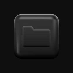 simple black folder icon 3d file manager button vector image