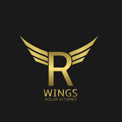 Luxury royal wing letter rl crest gold color logo Vector Image