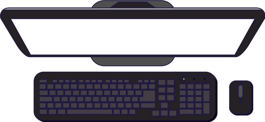 Computer with keyboard and mouse topview blue vector