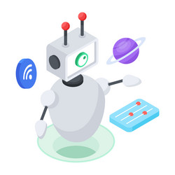 easy to use isometric icon of robot technology vector image