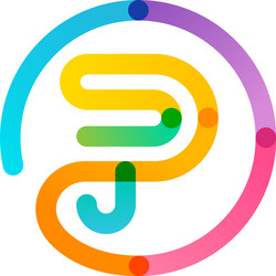 P letter logo in a rainbow gradient circle vector