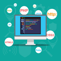web development and coding programming concept vector image