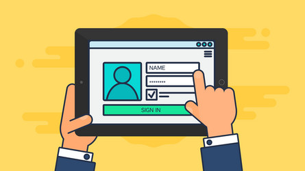 web template of tablet login form vector image