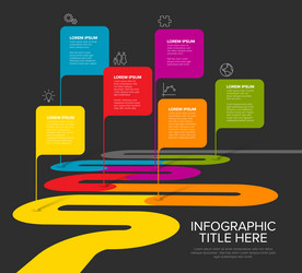 dark timeline with six square pointers vector image
