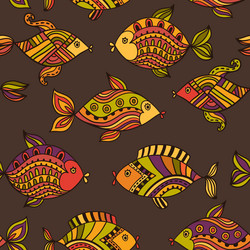 Fish pattern in abstract style copy square vector